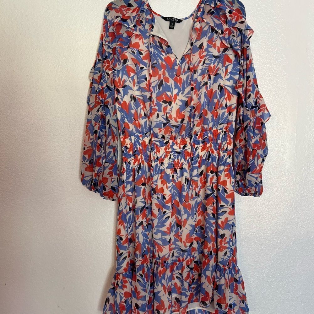 Ralph Lauren Women's White Floral Georgette Sun Dress